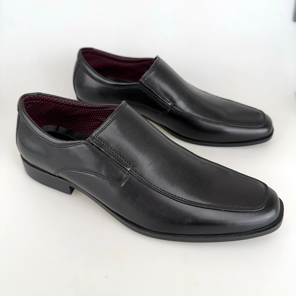 Perry Ellis Dress Shoes Size 11 US Black Faux Leather Slip On